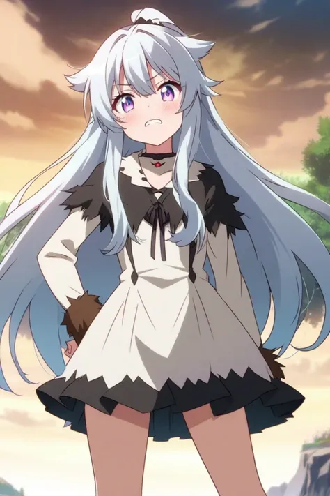 Create an image of a werewolf but let her be a gril, Anime style but do it over 18 with long hair 