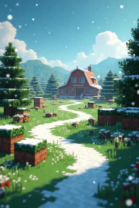  YOU CAN MAKE A GREEN MINECRAFT BACKGROUND WHERE ITS SNOWING AND ITS CHRISTMAS WITH A FARM IN THE BACKGROUND AND A PATH WITH GRASS, AND A TITLE THAT SAYS KEY ALL and in small letters 20mn  