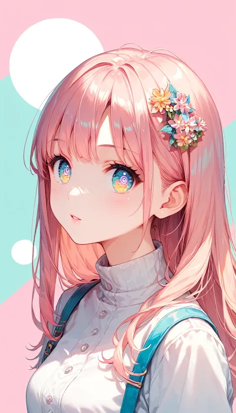 Score_9, Score_8_superior, Score_7_superior,sauce_anime, High-resolution images,masterpiece,Best Quality,girl,Cute face,Beautiful Skin,Shiny Hair,Highly detailed eyes,Pastel color background, Jojipan, 