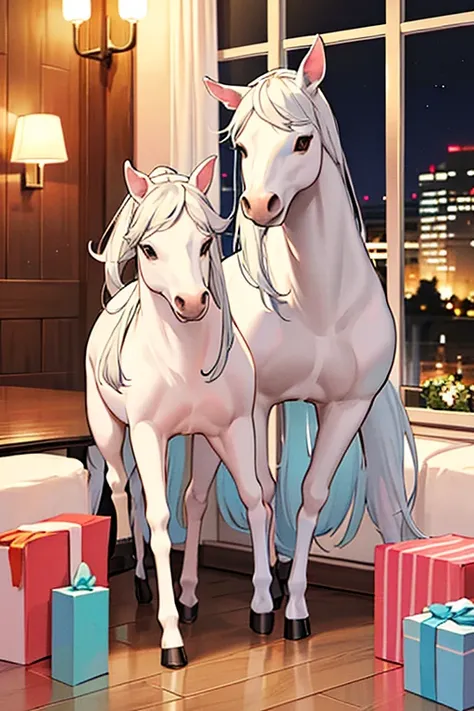 your birthday with cake and presents on the night of your birth 二足歩行の馬　 horses that walk on two legs with their rear legs　Front legs are hands 　 horses that stand on two legs with their rear legs 　 horses whose front legs are hands 