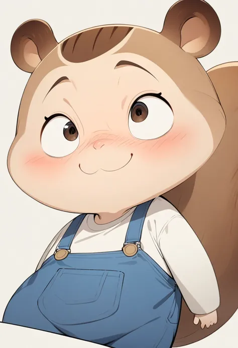 (masterpiece,  best quality:1.2),  anime-style character design。 one boy ，Big Eyes， cute expression ， white shirt， blue overalls， White Hoodies 、 white sneakers，stand， funny， funny， Clean Line 、 simple background、 perfect body、 perfect face、smile、Squirrel ...