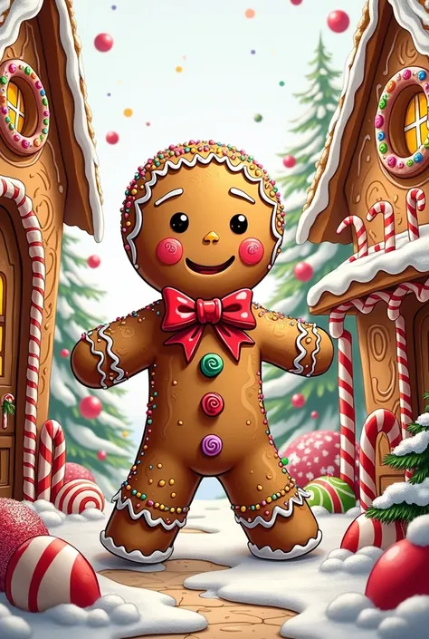 ginger bread coloring picture, ver detailed, for adult relaxation coloring