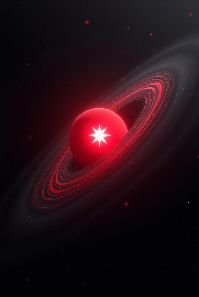 Red star, with a black and white gradient ring around it, space themed, resolution: 512x512