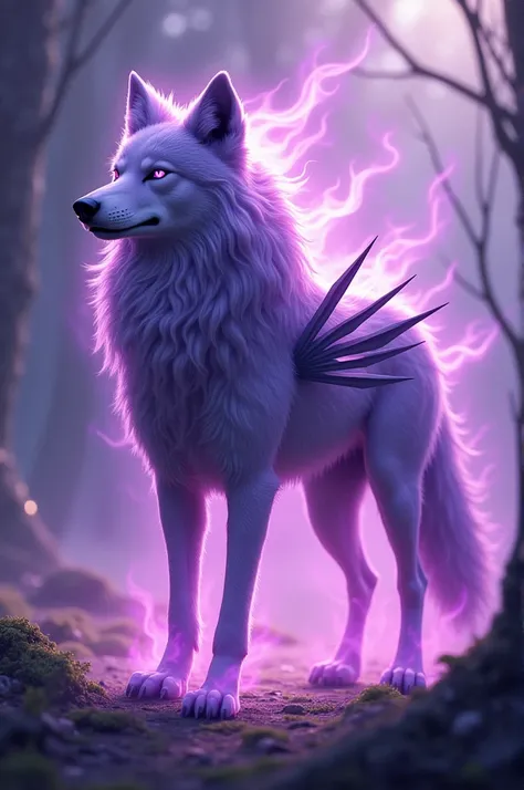 Lavender fire wolf with long quills on back