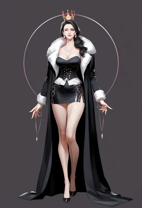 ((masterpiece,best quality,8k,highres)),((character concept art)), 1female, mature female, retired supermodel, single mother, 175 cm height, black hair, (white skin colour), ultra finely detailed eyes, extraordinary gorgeous, seductive, flirty, lustful, cr...