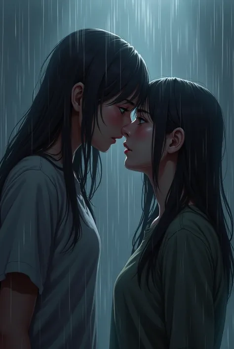 A girl saw her men in the middle of the rain holding some girl

