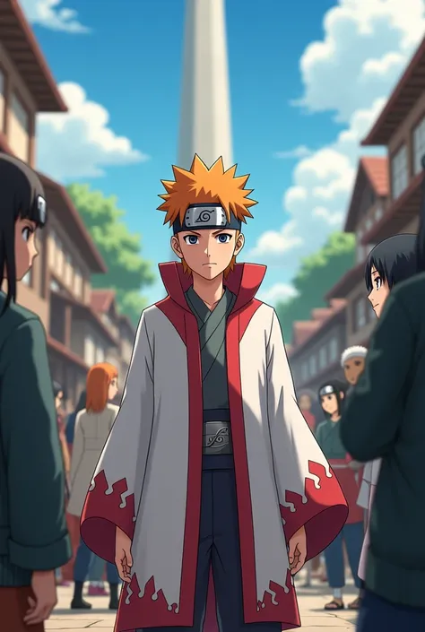 Naruto Shippudens Yahiko wearing the Hokage outfit in Konoha