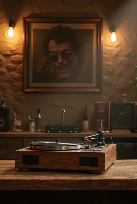 conceptual installation fine art, black pencil line art, rough sketches, sepia, expensive old wooden record player on the counter of a jazz bar, art image effects, delicate and dynamic textures, contrasts of light and shadow, 2.5D, artistic photography, hy...