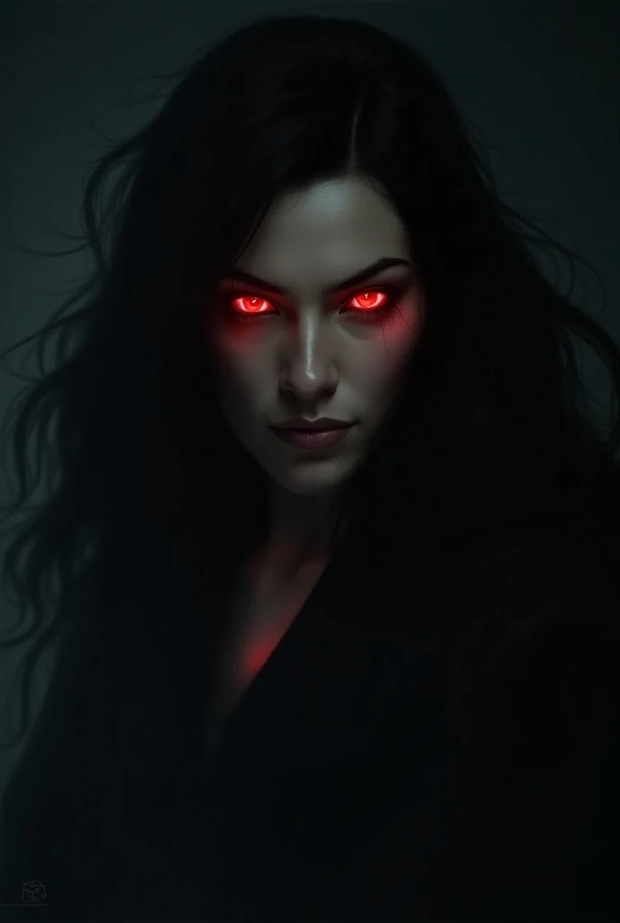 Make a woman with red eyes