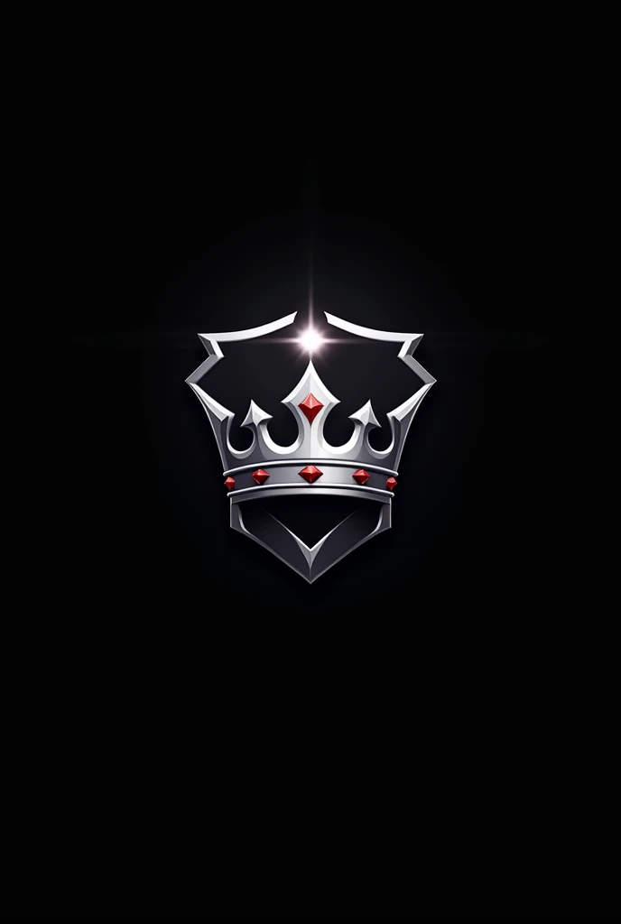  Create a logo on a black background with a very realistic crown and a star on the tip of it .  As if it were a shield and a crown on the tip AND INSIDE THE SHIELD THE LETTERS QD Focus on the color silver and red details,  LEAVE A GOOD LOGO but nothing exa...