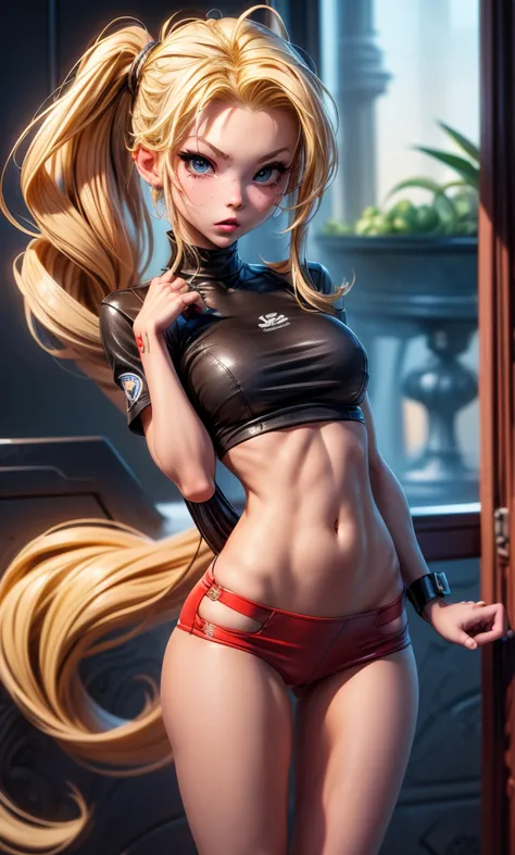 masterpiece, a teenage girl , s, chiquita, slim, skinny,  long hair,  wavy hair , blonde hair,  blue eyes , cuerpo entero, stand...