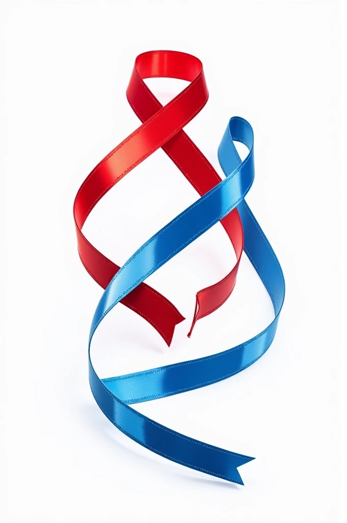 Create a red and blue ribbon, white background