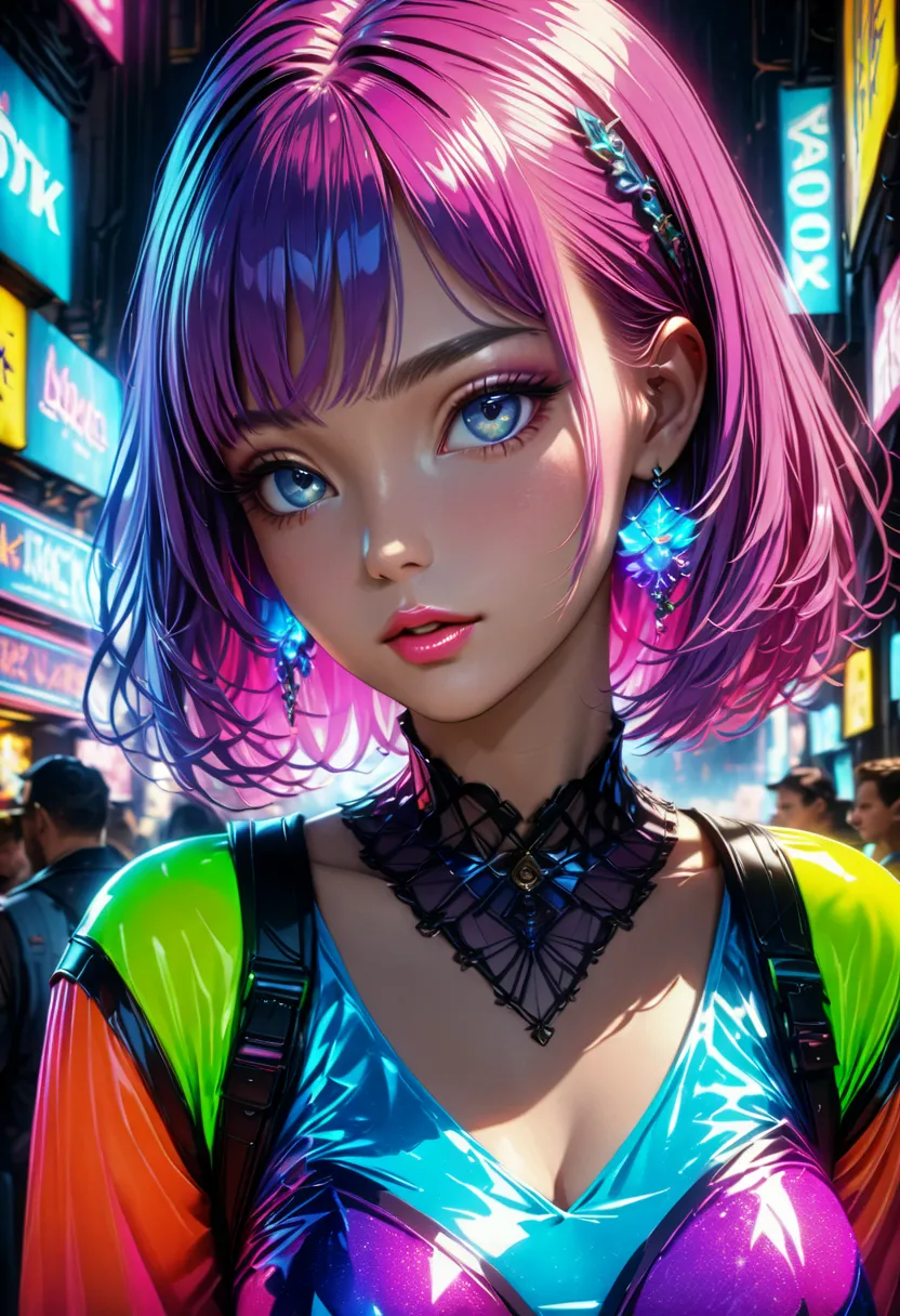 1girl, virtual idol, beautiful girl, 1980s retro digital world, technopop, vibrant colors, dress, thigh high socks, thigh high boots, detailed eyes, detailed lips, extremely detailed face, cinematic lighting, digital world, (best quality,4k,8k,highres,mast...