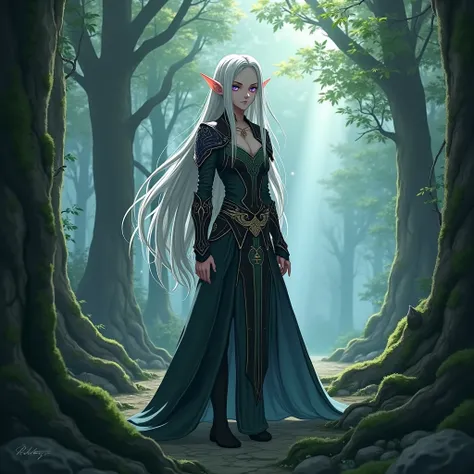 Forest elf gothic young realistic anime manga anime, medieval warrior 