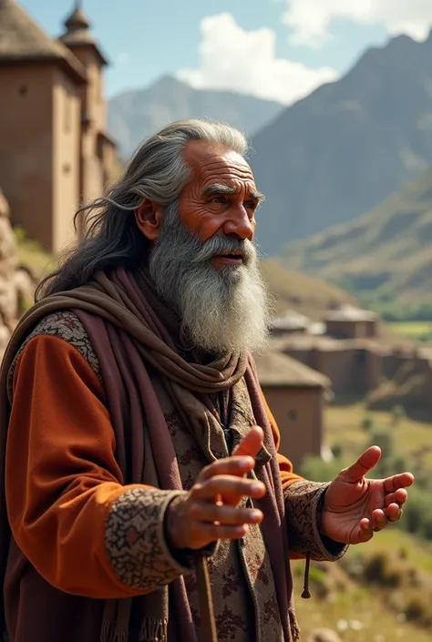 Images of an old Andean man talking