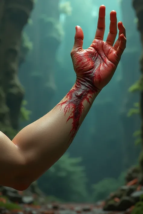 Animated arm with a chronic wound 