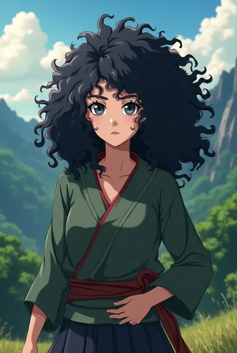 A woman in the Naruto universe with curly hair