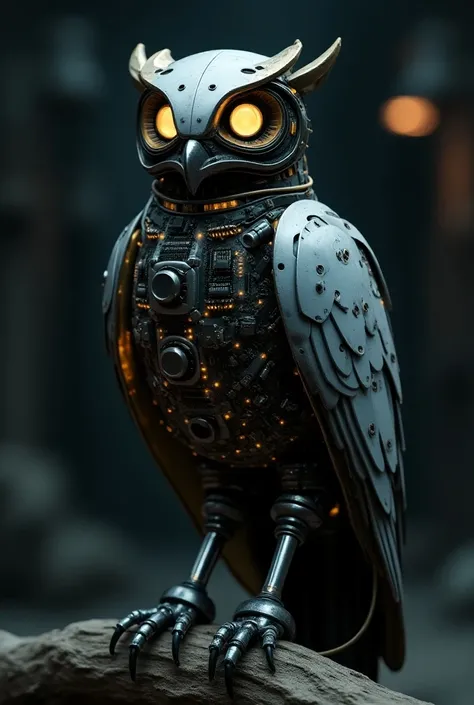 Robot owl made of electronic parts