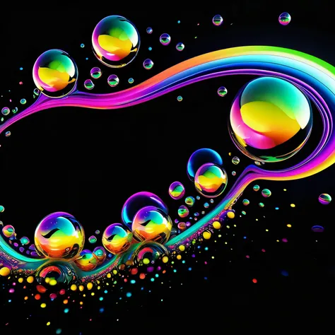 An image of light emerging from colors in a psychedelic dream, shimmering glass morphing out of colors, trippy vibrant colors, perfectly formed beautiful reflective bubbles, attention to detail on the bubbles and spheres, beautiful psychedelic digital art,...