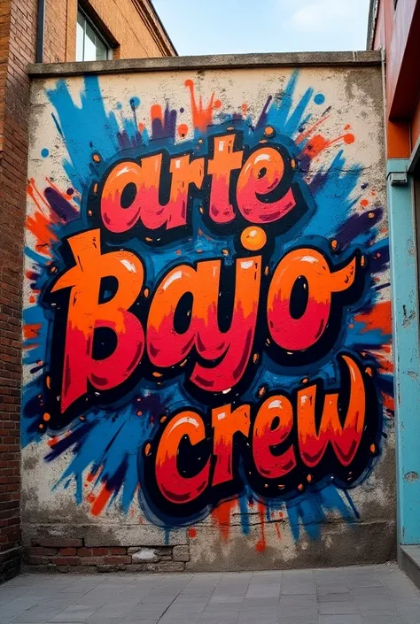 Graffiti slash painted with tin that says 
Arte Bajo Crew