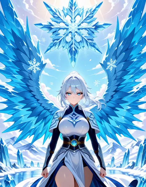 1girl,solo,blue eyes,pure glacial pupils,breast,aged up,arm at side, expressionless, dynamic pose, weapon,weapon formation from behind, taico haori,Frozen cherry blossoms,multiple weapon,ice theme, frozen icy weather, Arctic likes,(freezing foreground), big icy wings, battle scene,(visual impact:1.3),close up, snowflakes, Winter, cowboy shot, dramatic scene, pure drama, majestic light from behind
,masterpiece,best quality, amazing quality, very aesthetic, absurdres,