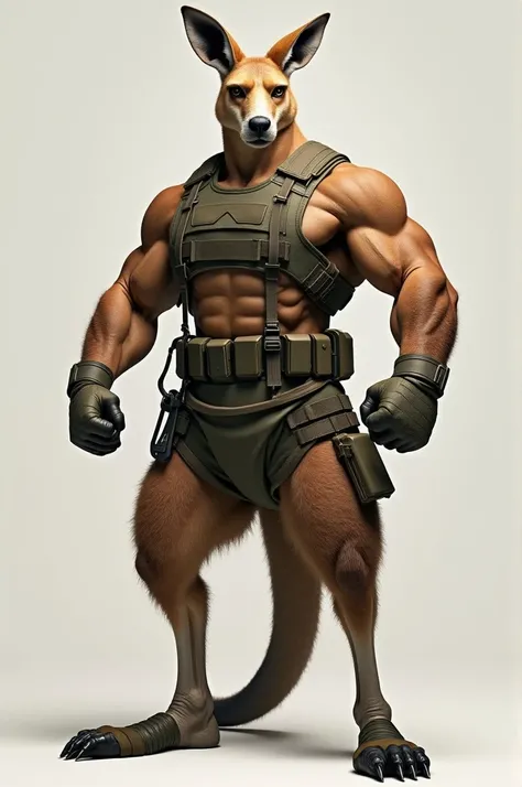 Muscular soldier kangaroo with hands pointing no
