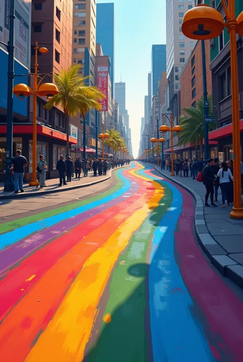 paint a street lines arrangement with a color harmony 