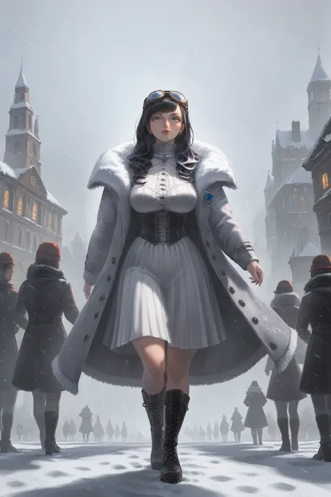 score_9, score_6_up, score_5_up, score_4_up, rating_safe, 1girl, asian girl, heavy fur coat, high collar, stalwart, frostpunk, f...