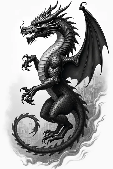 European black and white dragon tattoos 