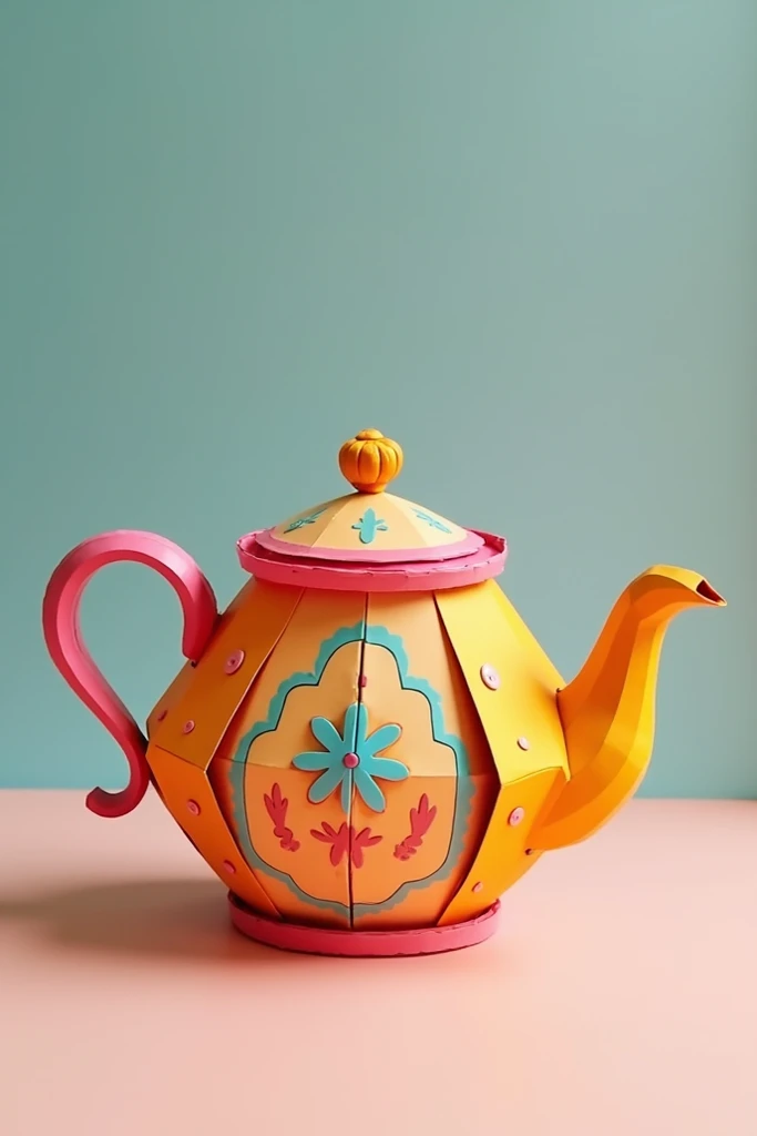 Cute teapot vibrant paper craft