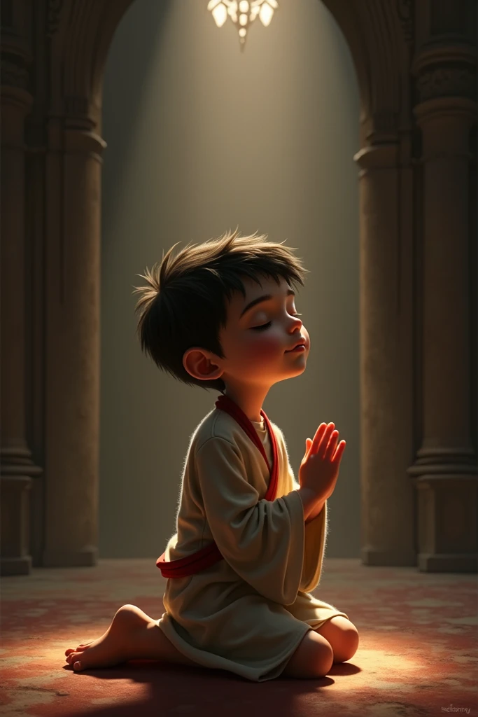 The boy is praying