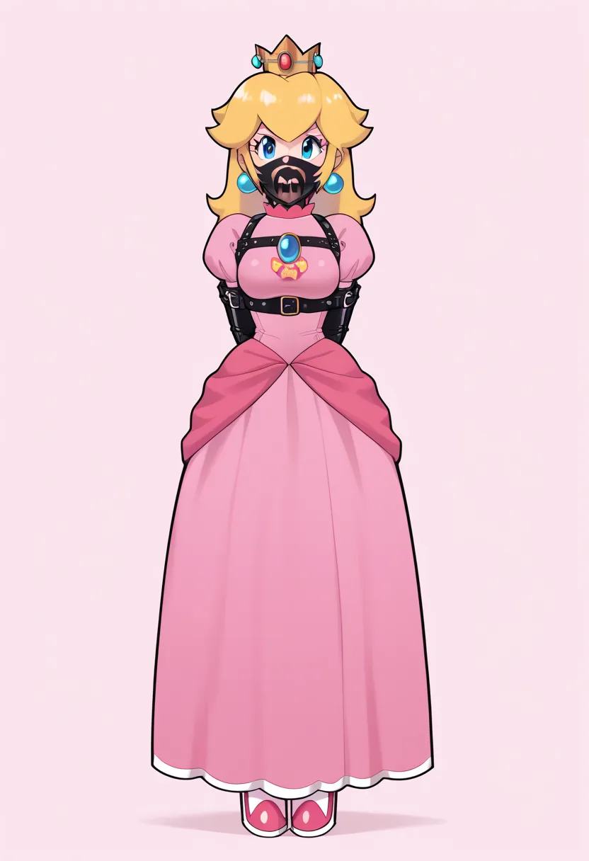 score_9, score_8_up, score_7_up, 1girl, ( (peach, princess peach from super mario lore, princess peach, pink long dress, crown),...