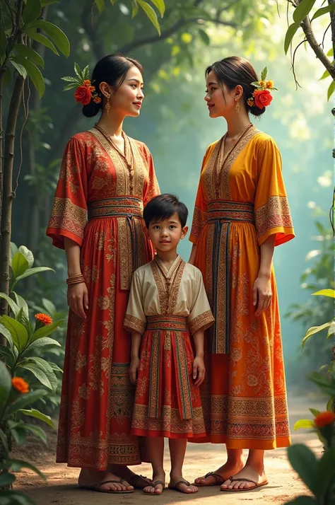 Traditional dress design of Maluku women And boys 