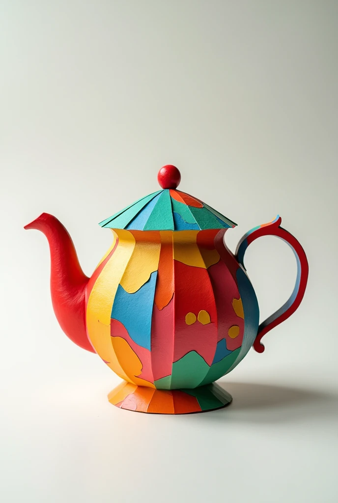 Cute teapot vibrant colourful paper craft