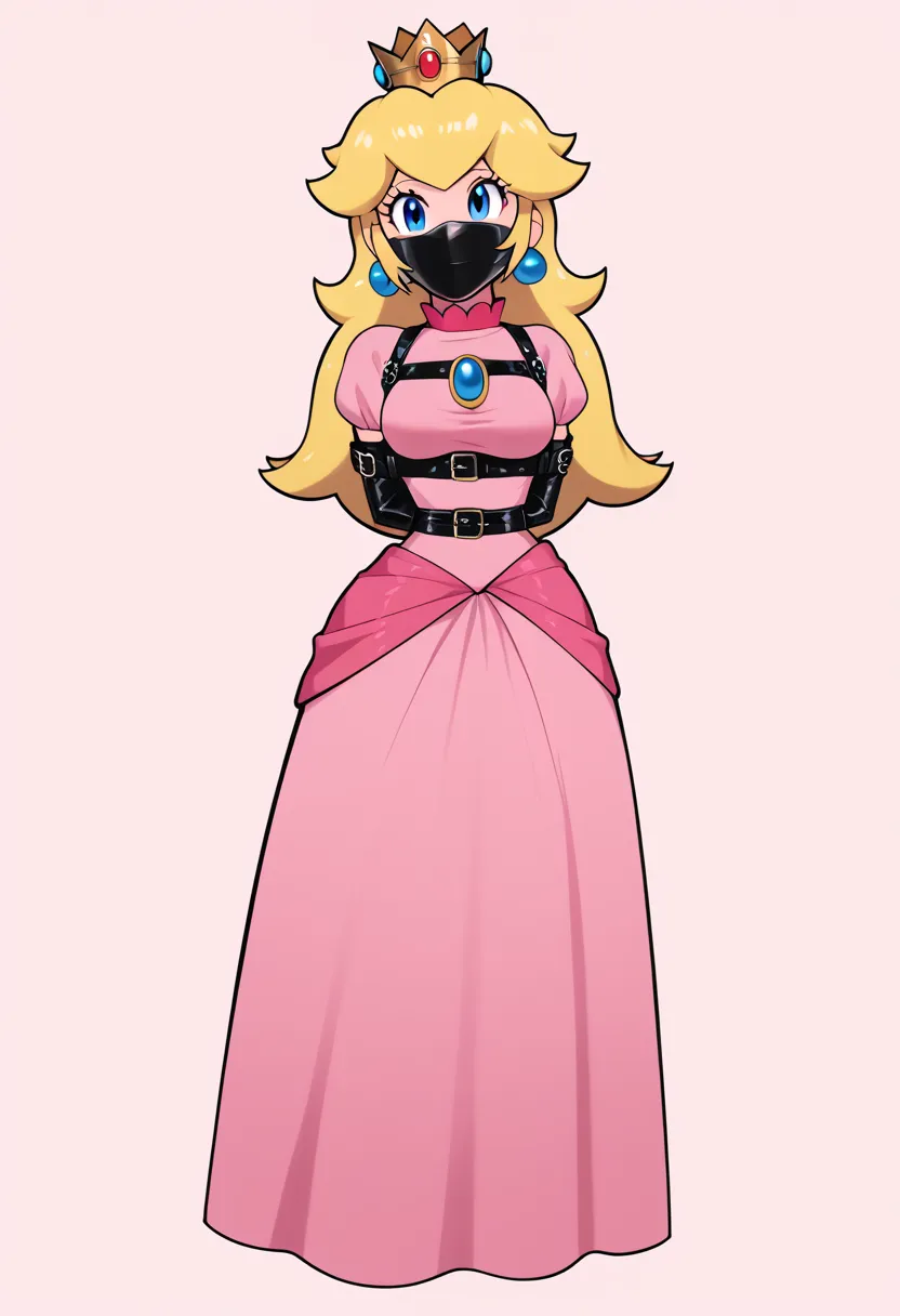 score_9, score_8_up, score_7_up, 1girl, ( (peach, princess peach from super mario lore, princess peach, pink long dress, crown),...