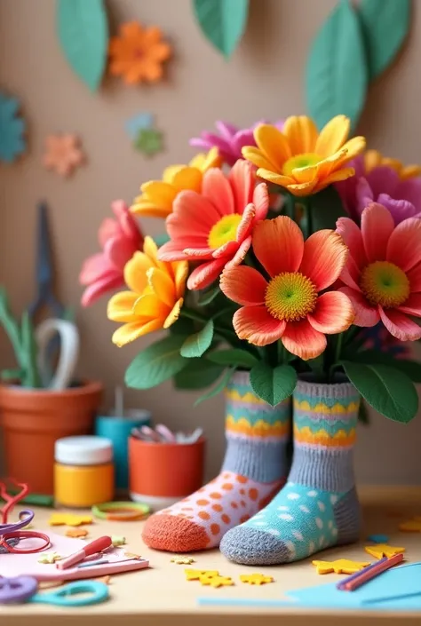  vibrant flower cute socks paper crafts