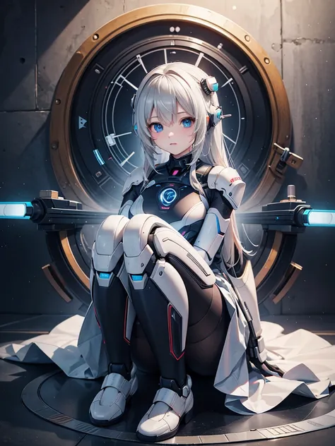 A female robot sits on her knees, , retina, masterpiece, Accurate, 解剖学的にAccurate, Rough skin,  super detailed, Advanced Details,  High Quality , 最 High Quality ,  high definition , Awards