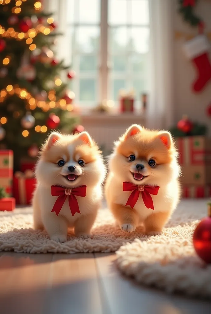  cute Pomeranians１Christmas with a dog 