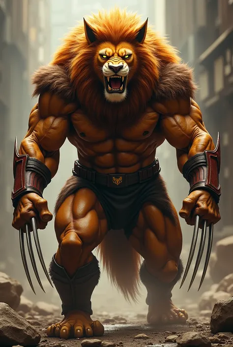 (**Prompt:**  
Create a hybrid character that combines the fierce, relentless nature of Wolverine with the majestic power of a lion. This character, named **Lioverine**, possesses the enhanced healing factor, retractable adamantium claws, and heightened se...