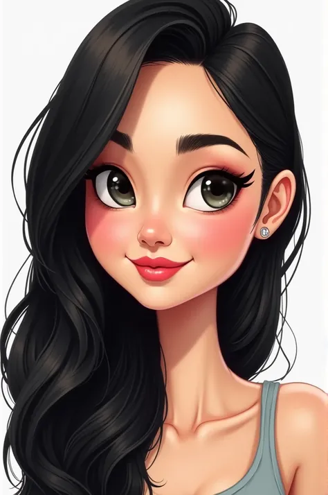  Draw my girlfriend is a Colombian Latin, That white one , She is very beautiful,  you have very small eyes, upturned nose,  big lips,  black hair , She has straight hair ,  the tip of your nose is rounded, You dont believe it as a cartoon 