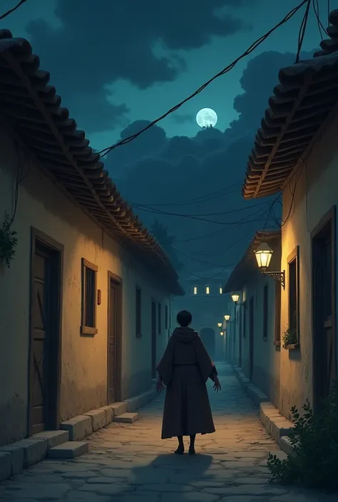  I want an animated image for elementary school ren according to this story :  APPEAR IN A SMALL TOWN IN THE PERUVIAN HIGHLANDS, PEOPLE CLOSING THEIR DOORS AT NIGHT. DARK ELVES 
