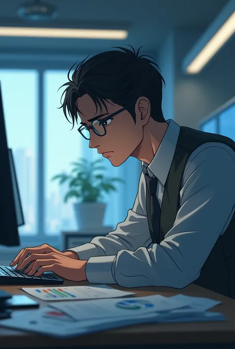 A man prioritize task to closer to the goals,  . Anime pic look realistic