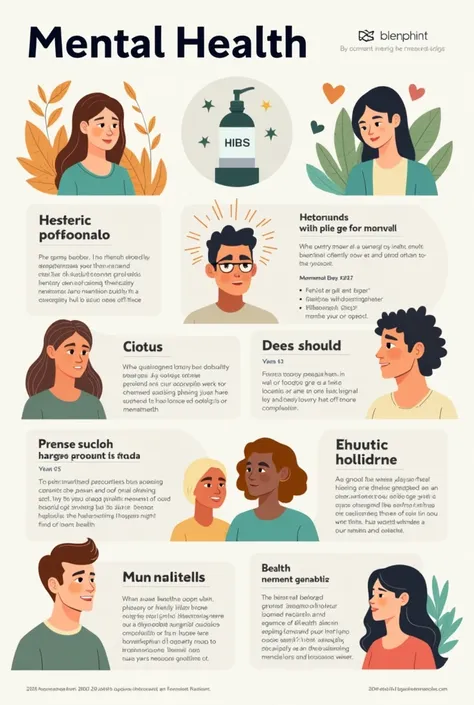 Make me an infographic on mental health that doesnt have text, just images without text. 