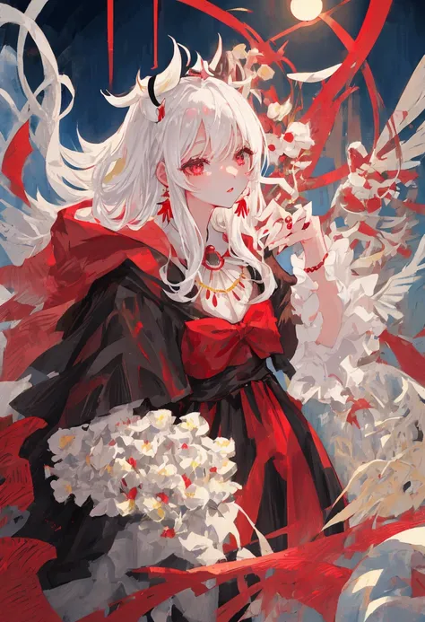 Leonora opened her red lips slightly，Also, carry a long dress gracefully for a ceremony，Her manners revealed an air of nobility and mystery。
She had a beautiful oriental face，The silver-white hair was like a waterfall under the moonlight，With a mysterious ...