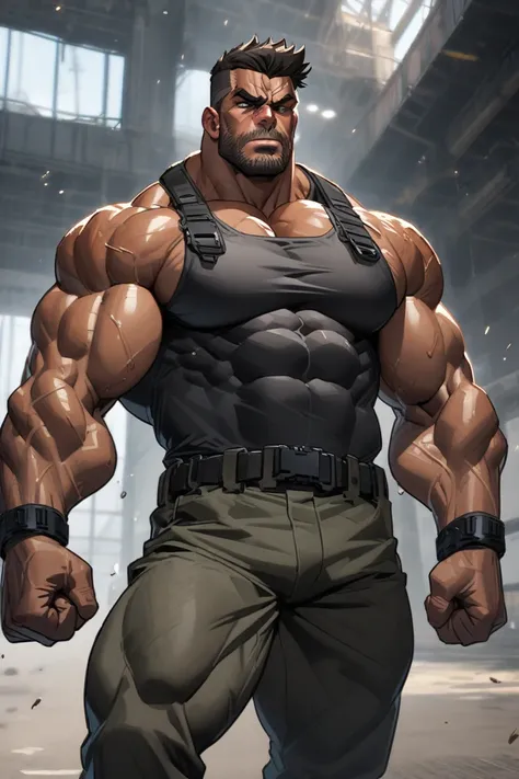 Buff rugged extremely muscular cop