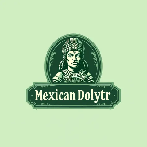  Green logo similar to bills . Vector style only .  The character is Nezahualcóyotl .  With text below that reads : Mexican Dollar .  The typography is the classic one dollar bill.