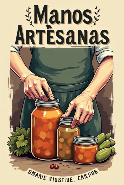 Label for a canning business called Manos Artesanas 