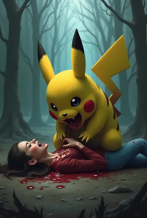 Pikachu Devoured Serena ,  Pikachu gets on Serena and begins to devour her