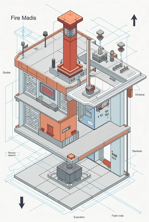 can u create an architectural framework system or a diagram map of a fire sprinkler (it’s using arduino). it could be a drawing and the main component is the fire sprinkler, make it applicable to a real life setting