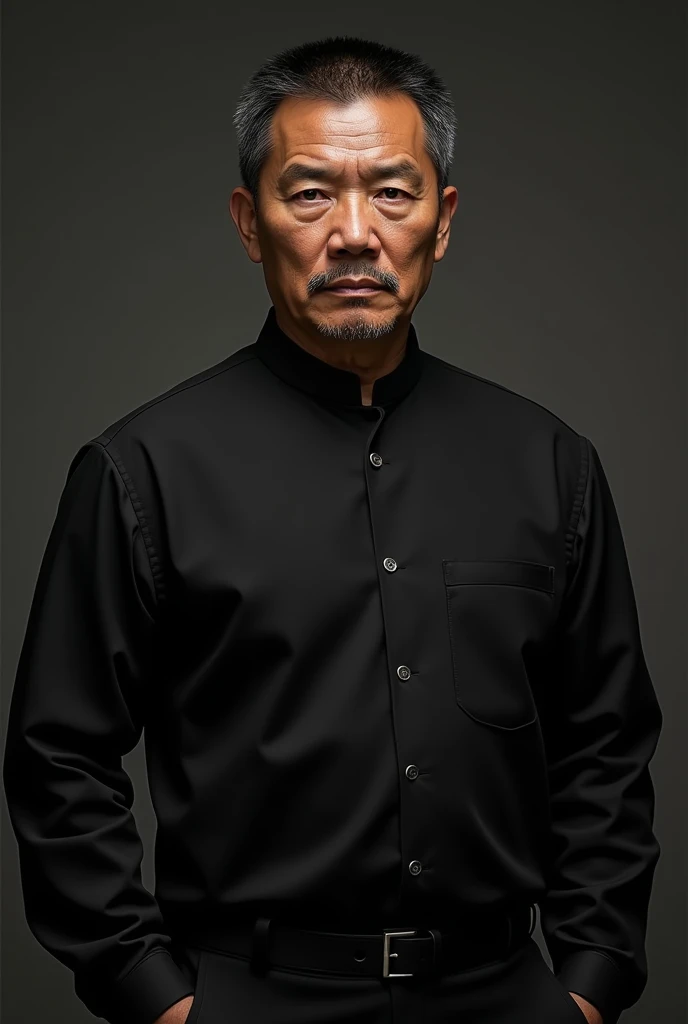 A hmong man wearing black long sleeve shirt 